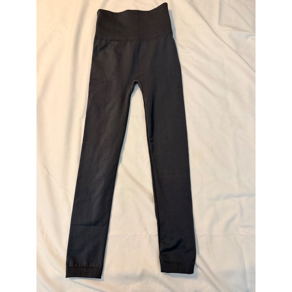 Yelete Fleece Lined Seamless Leggings Charcoal Gray High Waist OS SML538SD002